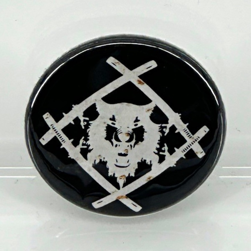 Xavier Wulf Round Pinback Button Black & White